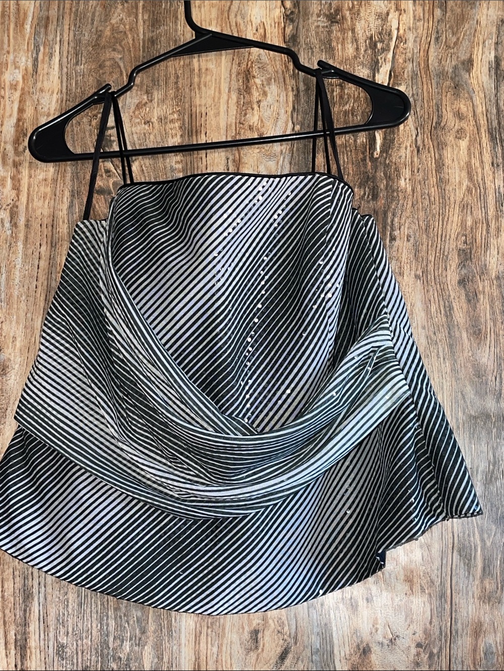 Black and White Striped Draped top